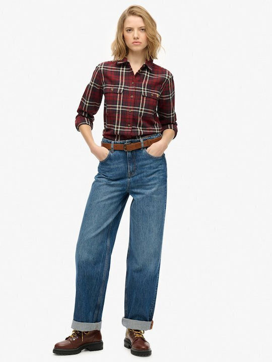 Flannel Μακρυμάνικο Γυναικείο Πουκάμισο Κοκκινο Καρό