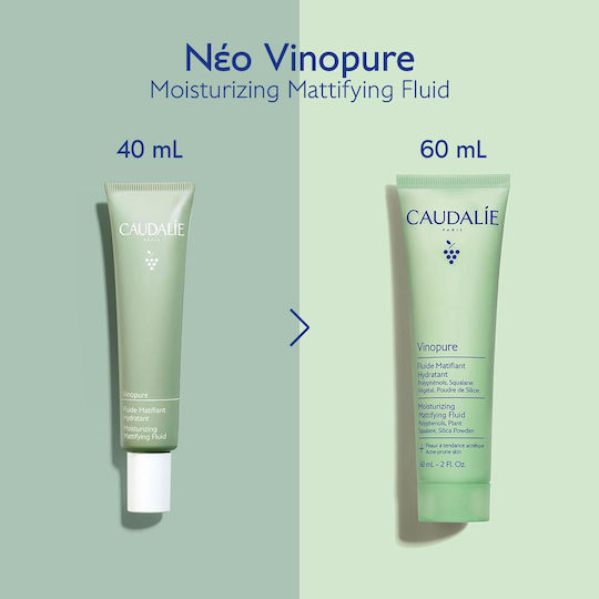 Caudalie Vinopure Cremă de Față Fluidă Hidratantă și Reglatoare 24h Împotriva Imperfecțiunilor 40ml