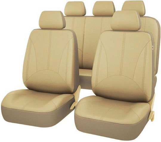 Alista Home Car Cover Set Leatherette Beige
