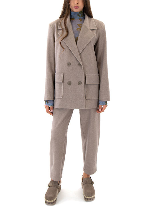 Moutaki Lang Damen Gekreuzt Blazer Cigar