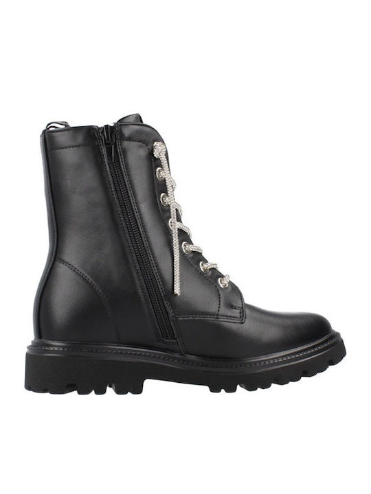 Anatomical Leather Kids Boots with Zipper Black