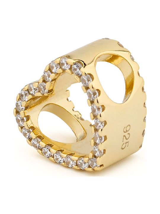 George Art Jewels Herz Charm aus Vergoldetem Silber mit Zirkon