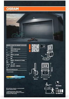 Osram Στεγανός Προβολέας LED 10W Φυσικό Λευκό 4000K με Αισθητήρα Κίνησης IP44