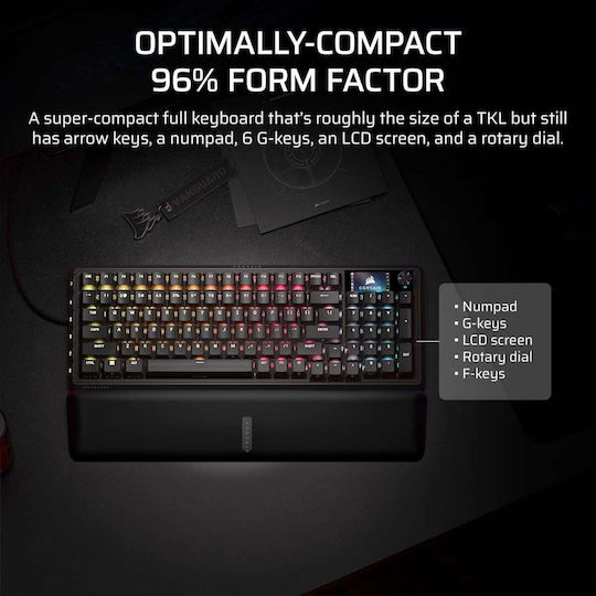 Corsair Vanguard Pro 96 Hall Effect Gaming Keyboard 96% with Corsair MGX switches and RGB lighting (English US)