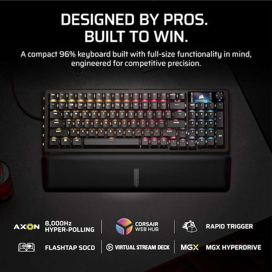 Corsair Vanguard Pro 96 Hall Effect Gaming Keyboard 96% with Corsair MGX switches and RGB lighting (English US)