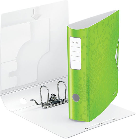 Leitz Set Quality Arc Ring Binders 180° Active Wow A4 Wide 8.2 Cm Elastic Band Closure Green + Leitz Index A4 Pc-printable Cover Sheet 12 Dividers Wow Series 11060054 + 12440000