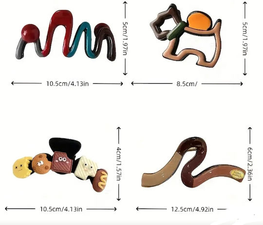 1 Bucată Clamă De Păr Drăguță Multicoloră Ondulată
