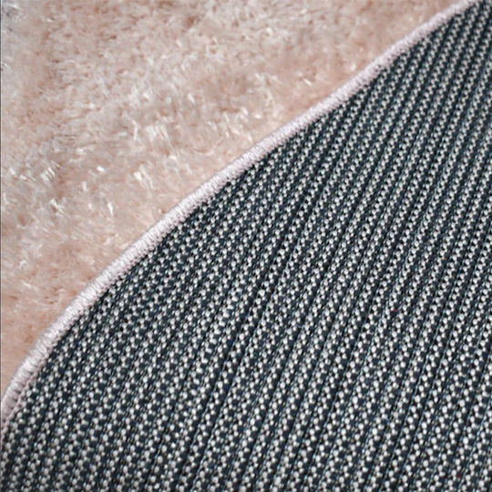 SpitiBazaar Anti-slip Rug Round Shaggy Silk Pink