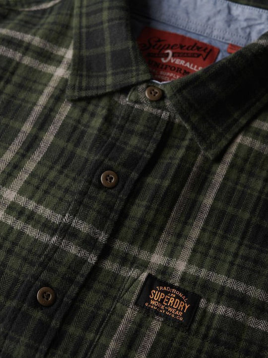 Lumberjack Long Sleeve Cotton Shirt in Regular Fit Checked Green