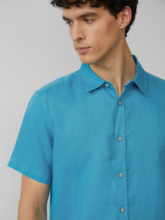 Cu mânecă scurtă In Cămașă Turquoise