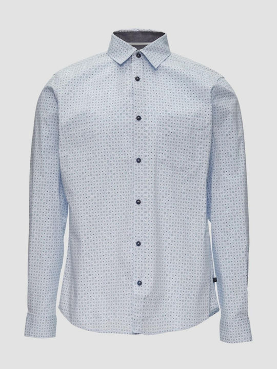 Long-sleeved Cotton Shirt Polka Dot Light Blue
