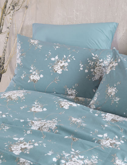 Rythmos Linie Σετ Κουβερλί Μονό Βαμβακερό Μπλε 160x240cm 2τμχ