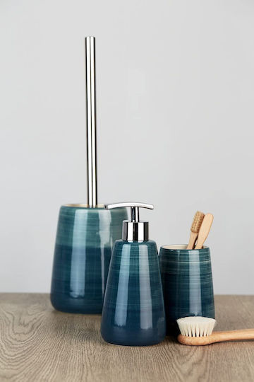 Wenko Ceramică Set perie de toaletă și coș de gunoi pentru baie Turcoaz