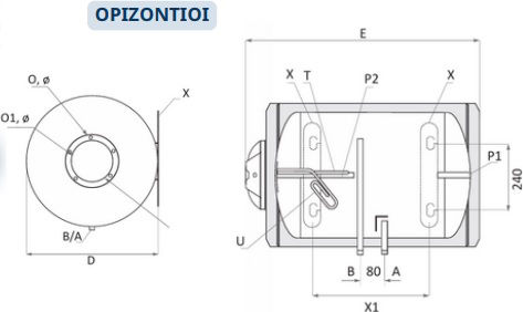Bartec Θερμοσίφωνας 100lt Glass Οριζόντιος 3kW