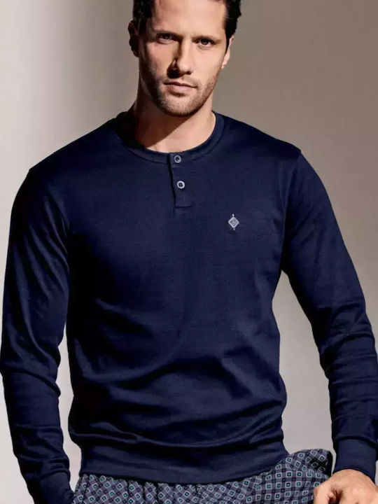 Infioreuomo Χειμερινή Ανδρική Πιτζάμα Navy Μπλε