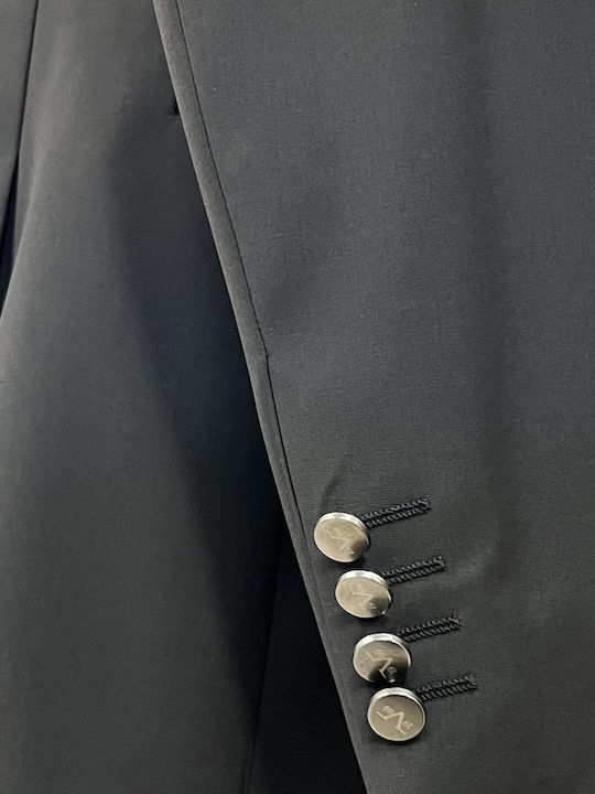 Men's Groom's Suit with Vest Slim Fit Black