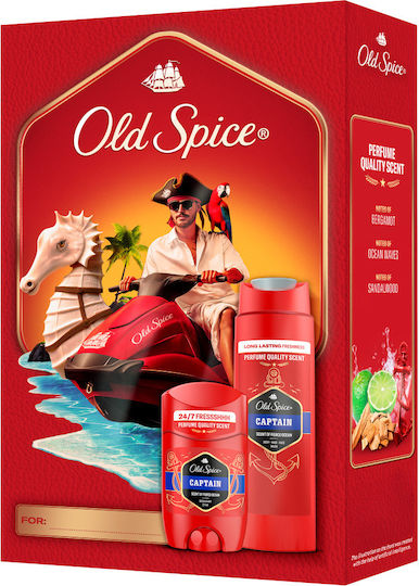 Old Spice Captain Σετ Δώρου Για Άνδρες Με Αποσμητικό Στικ Και Αφρόλουτρο Captain, 24ωρη Φρεσκάδα για Καθημερινή Χρήση, Άρωμα με Ποιοτική Μυρωδιά Που Διαρκεί