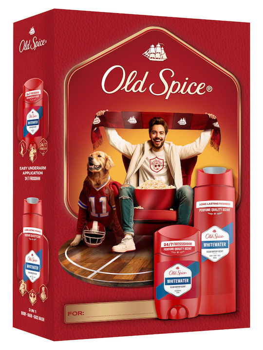 Whitewater Skin Care Set for Body Cleaning Old Spice Sports Fan Gift Set for Men With Deodorant Stick and Shower Gel Whitewater 24-Hour Freshness for Daily Use Scent With Quality Long-Lasting Fragrance 2 Pieces