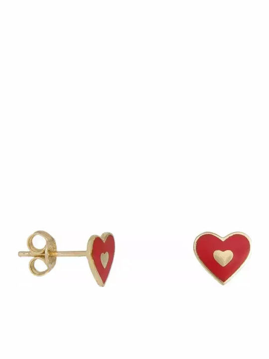 Kids Earrings Studs Hearts from Gold 14K