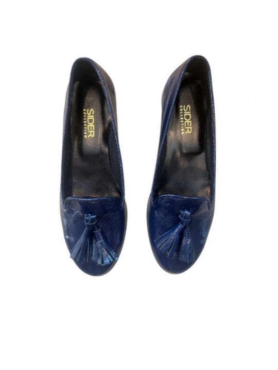 Lederne Damen Ballerinas in Blau Farbe