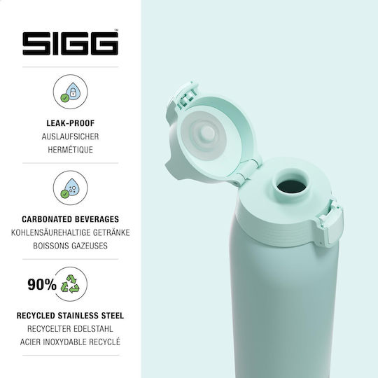 Sigg Kids Water Bottle Stainless Steel Non Spill Turquoise 1000ml