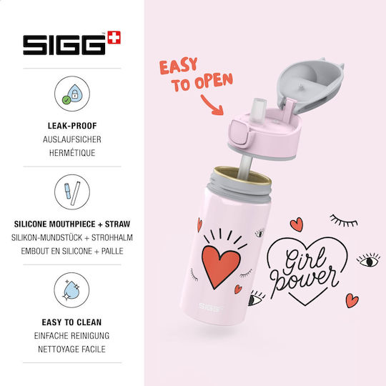 Sigg Girl Power Miracle Kids Aluminium Water Bottle Set with Straw 400ml