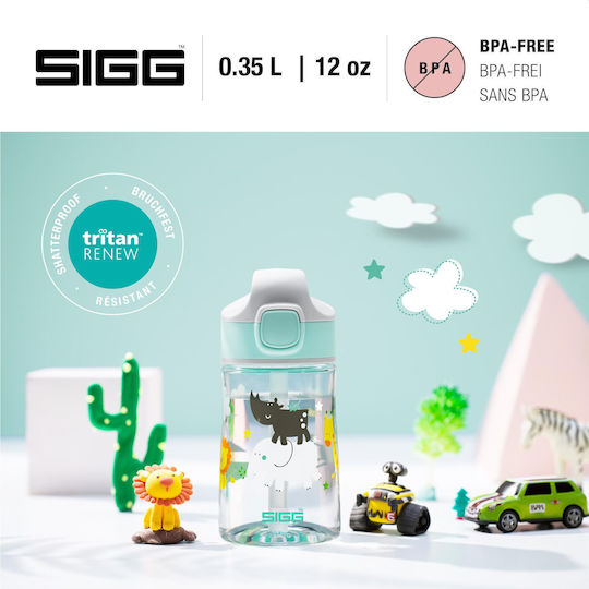 Sigg Jungle Friend Παιδικό Παγούρι Πλαστικό με Καλαμάκι Non Spill Πράσινο 350ml
