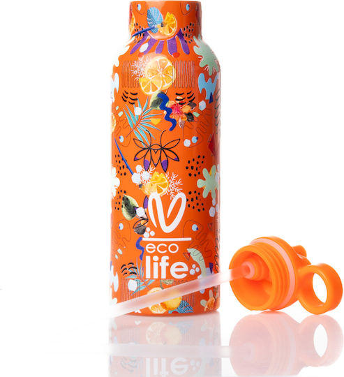Ecolife Vasiliki Kids Water Bottle Thermos Stainless Steel with Straw Ice 500ml