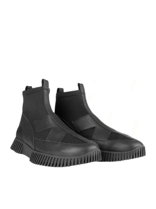 Leder Stiefeletten Damen Schwarz