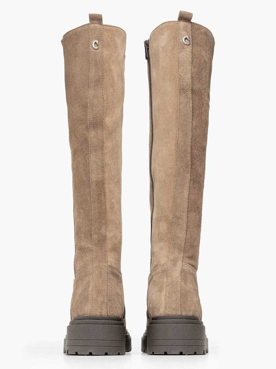 Leder Damenstiefel Beige