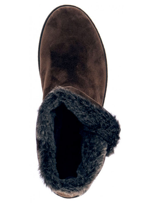 Leder Damenstiefel mit Pelz Braun
