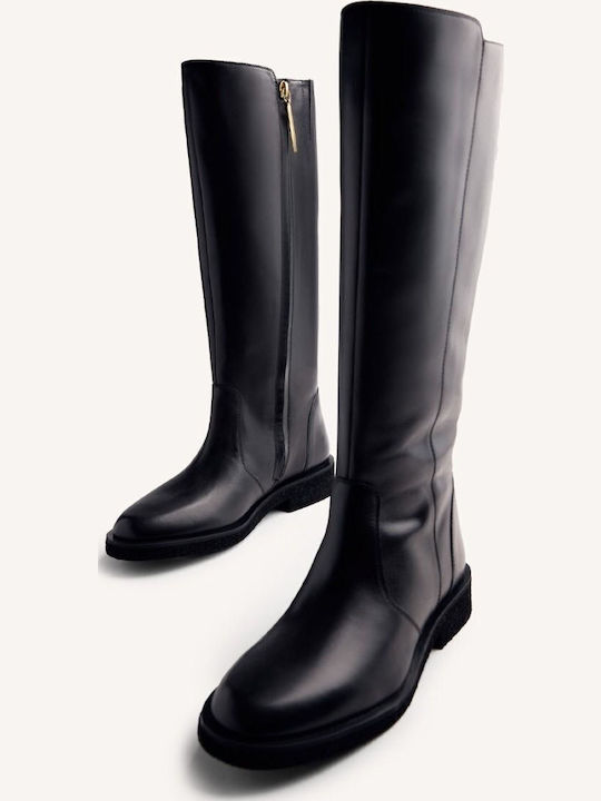 Leder Damenstiefel Schwarz