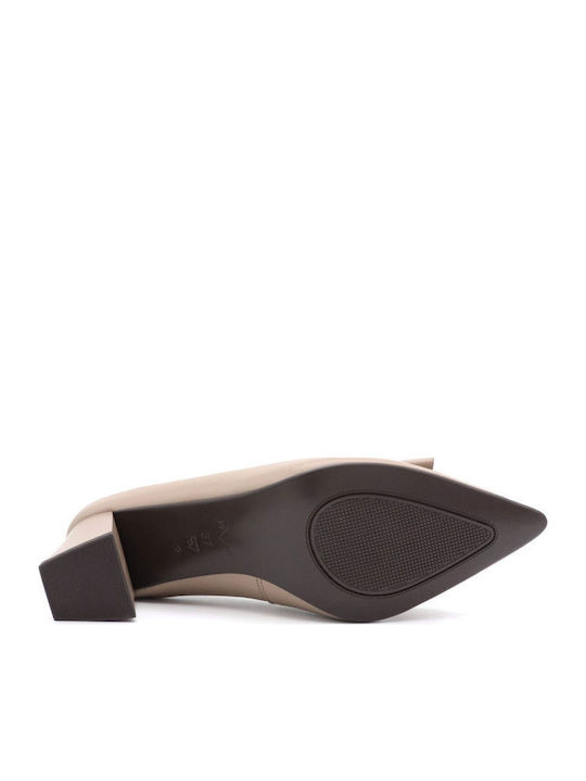 Leder Pumps mit mittelhohem Absatz Gray
