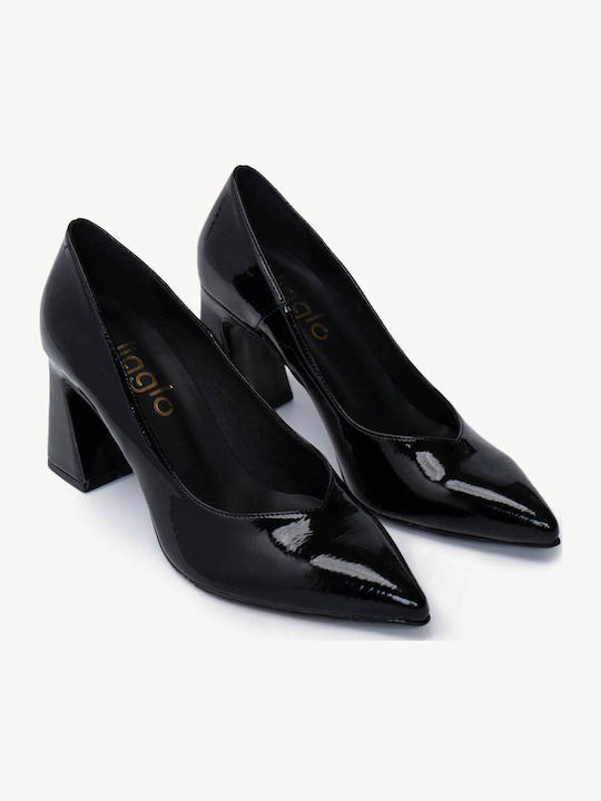 Schwarze Lackleder Pumps Mit Quadratischem Absatz