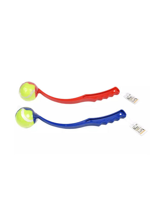 Set Lansator de Minge pentru Câini cu 1 Minge Flexibil Ușor 38 Cm Albastru