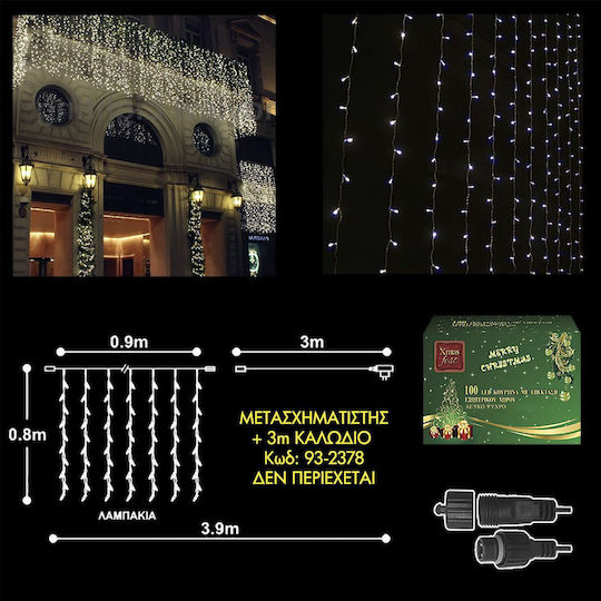 100 Lichterketten LED 0.9m. x 80cm Warmes Weiß Typ Vorhang 1Stück (Ohne Transformer)
