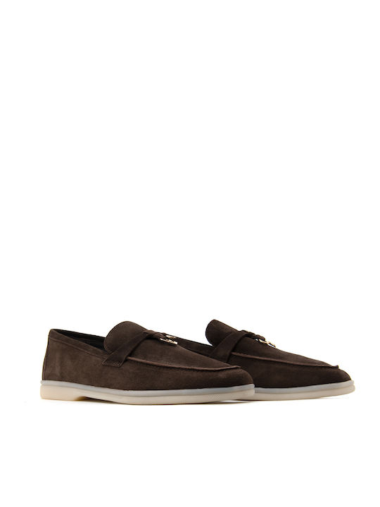 Leder Damen Mokassins in Braun Farbe