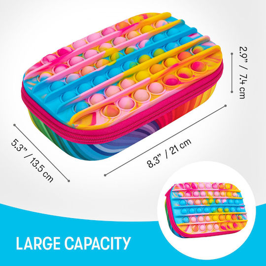 Zipit Zip & Pop Storage Box Rainbow Glow Multicolor Zipper Pencil Case