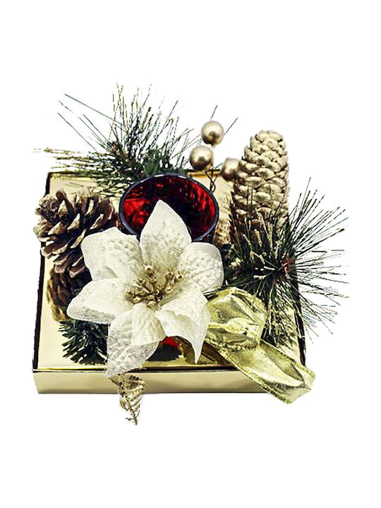 XMASfest Christmas Ceramic Silver Candlestick 15x9cm
