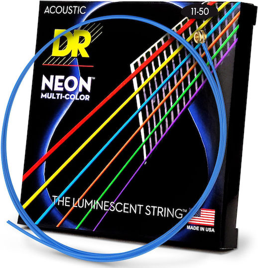 DR Σετ Phosphor Bronze Χορδών 11 - 50" για Ακουστική Κιθάρα Neon Multi