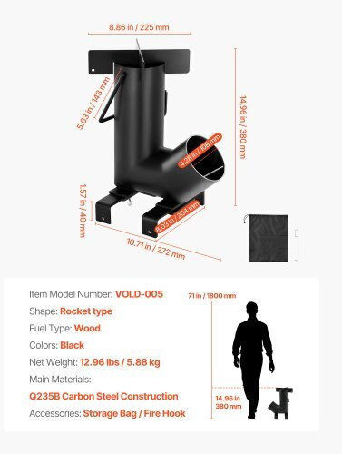 Vevor Rocket Ξυλόσομπα για Camping