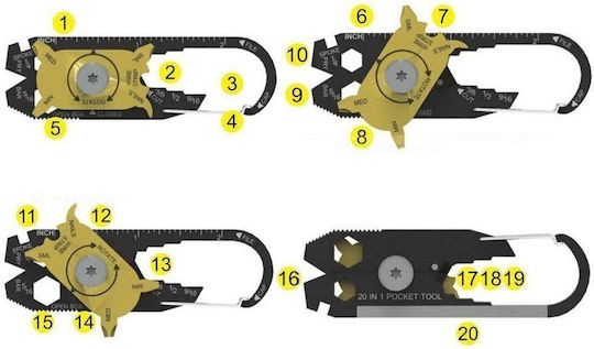 Нож ключодържател Ultimate Survival Multi-tool 20 в 1 Размер 8х2.5см