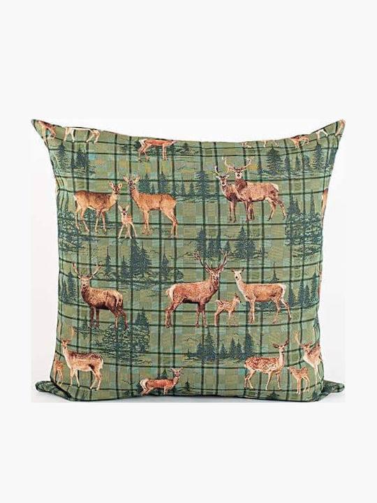Eurolamp Christmas Decorative Pillow Square Green 75x75cm with Deer