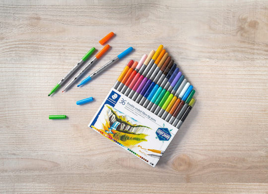 Staedtler Double-Ended Fibre-Tip Pens Markere de Desen 3mm Set 36buc