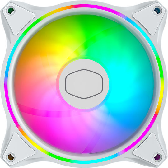 CoolerMaster Masterfan MF120 Halo 3in1 White Edition Case Fan (1800rpm / 47.2cfm) with RGB Lighting and 4-Pin PWM Connection 3pcs White