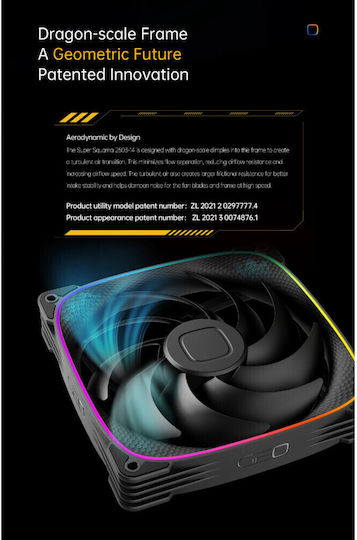 Geometric Future Ventilator Pentru Carcasă Squama 140mm (2400rpm / 91.15cfm) Cu Iluminare RGB