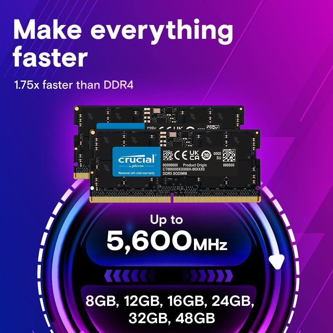 Crucial DDR5 4800 32GB（16GB 2枚） Crucial 32GB DDR5 RAM cu 2 module (2x16GB) și Viteză 4800 pentru