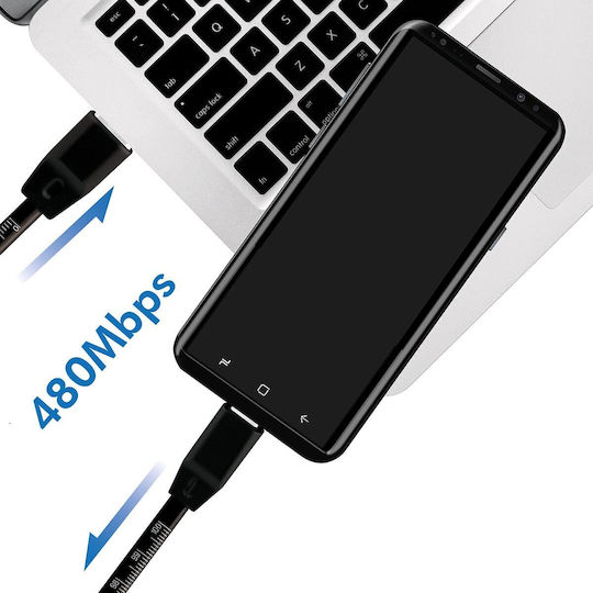 LogiLink Flat USB 2.0 Cablu USB-C bărbătesc - USB-A Negru 1m (CU0157)