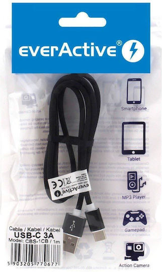 everActive CBS-1CB Geflochten USB 2.0 Kabel USB-C männlich - USB-A Schwarz 1m