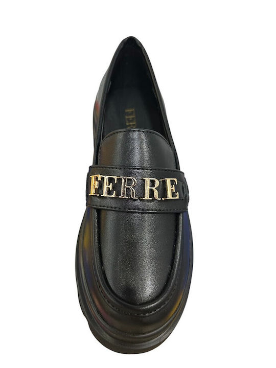 Girls Leather Moccasins Black